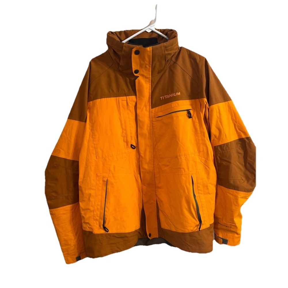 🔥Columbia Titanium🤑Ski Jacket Large Waterproof Parka Omni-Tech Orange‎ 3-in-1 - Picture 2 of 10